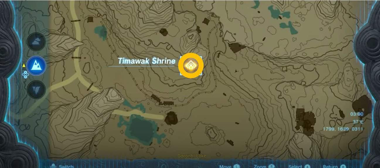 Timawak Shrine map location in Tears of the Kingdom