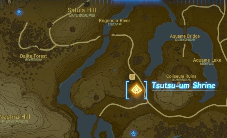 Tsutsu-um Shrine map location in Tears of the Kingdom