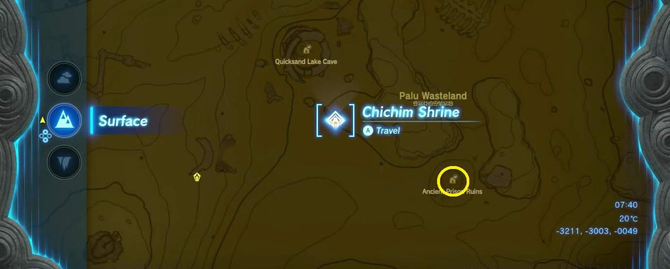 Chichim Shrine map location in Tears of the Kingdom