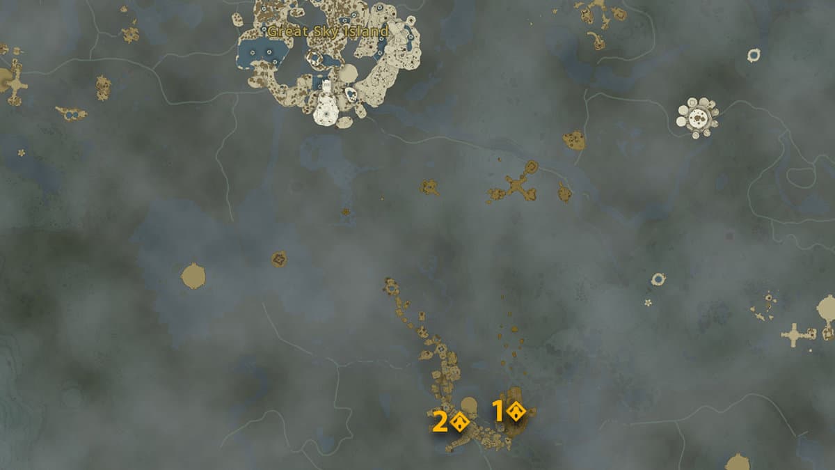 Shrine locations map for Faron SKY in Zelda: Tears of the Kingdom