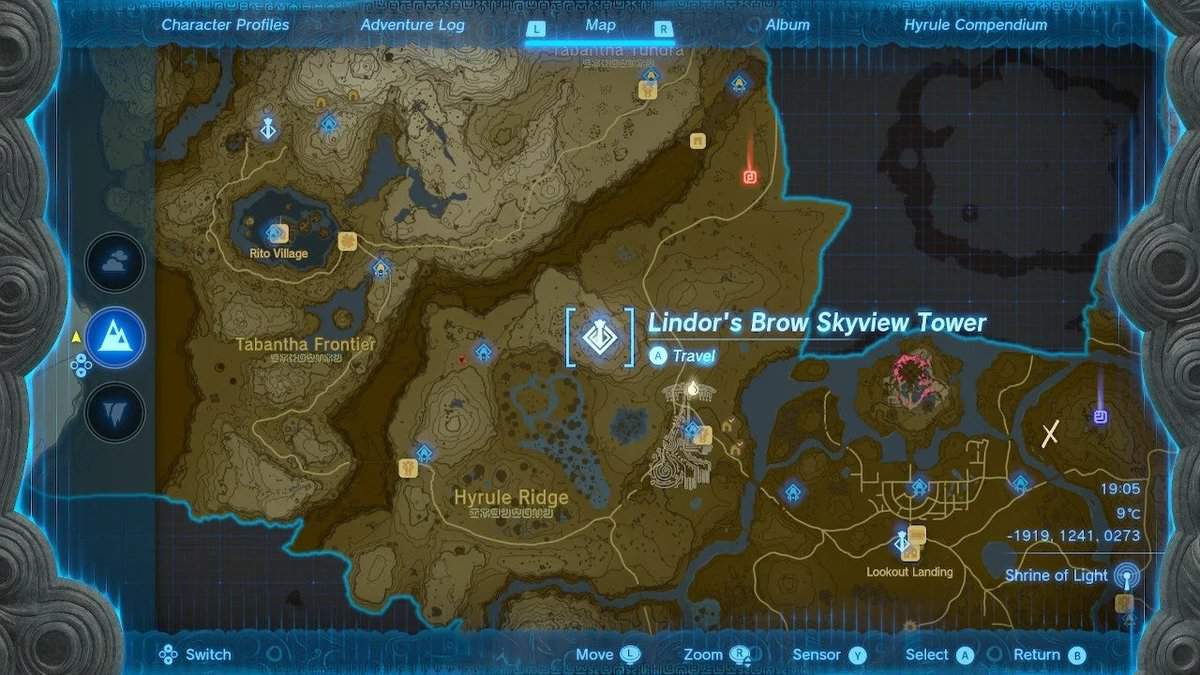 Lindor's Brow Skyview Tower location in Tears of the Kingdom