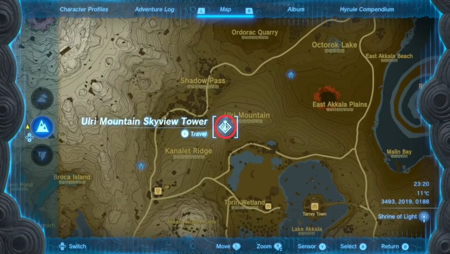 Ulri Skyview Mountain location in Zelda TotK
