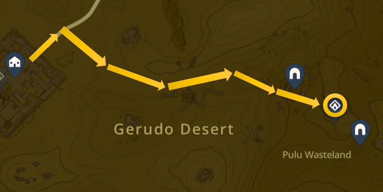 Chichim Shrine map location in Zelda: TotK Gerudo Desert 