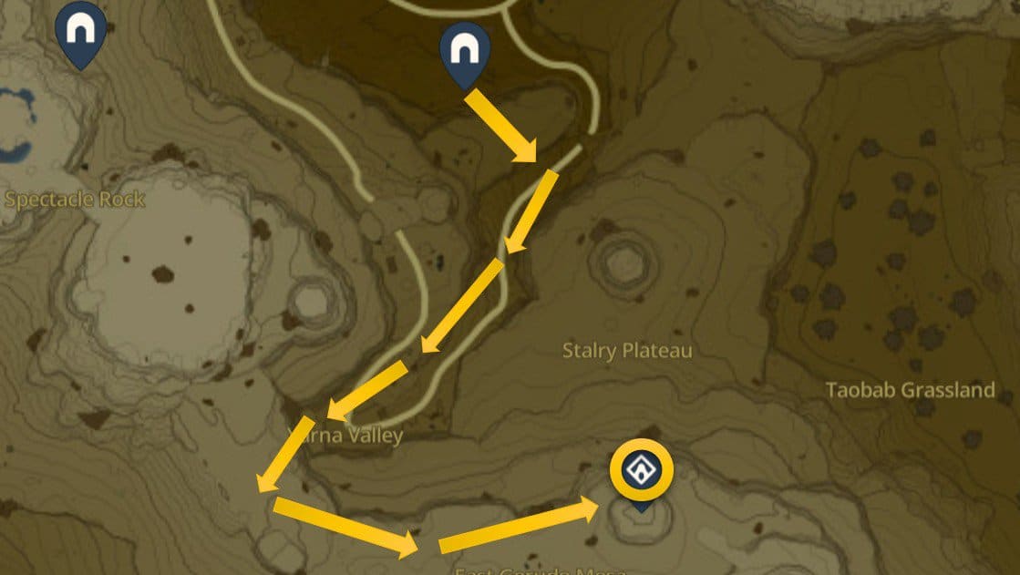 Kitawak Shrine map location in Zelda: TotK Gerudo Desert 
