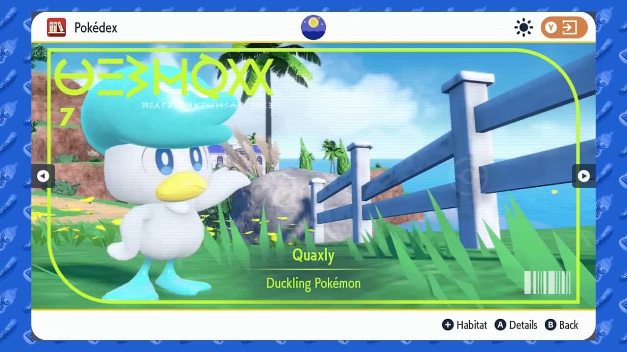 quaxly in the pokedex in pokemon sv