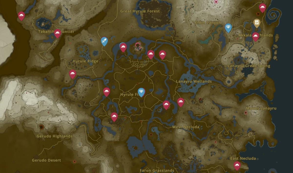 Battle Talus Surface locations in Zelda TotK