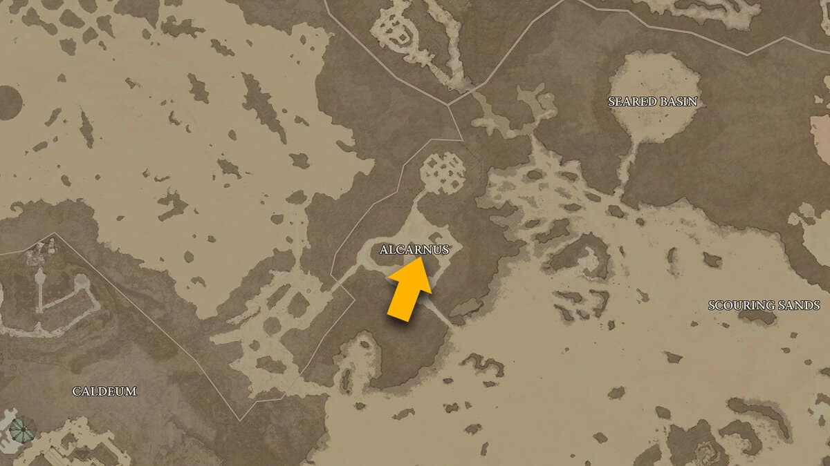 Alcarnus Stronghold map location in Diablo 4