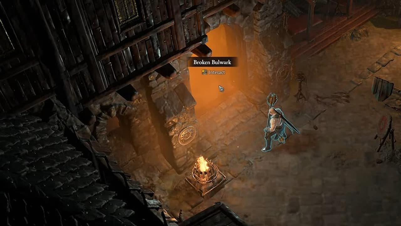 The dungeon entrance of Broken Bulwark in Diablo 4.