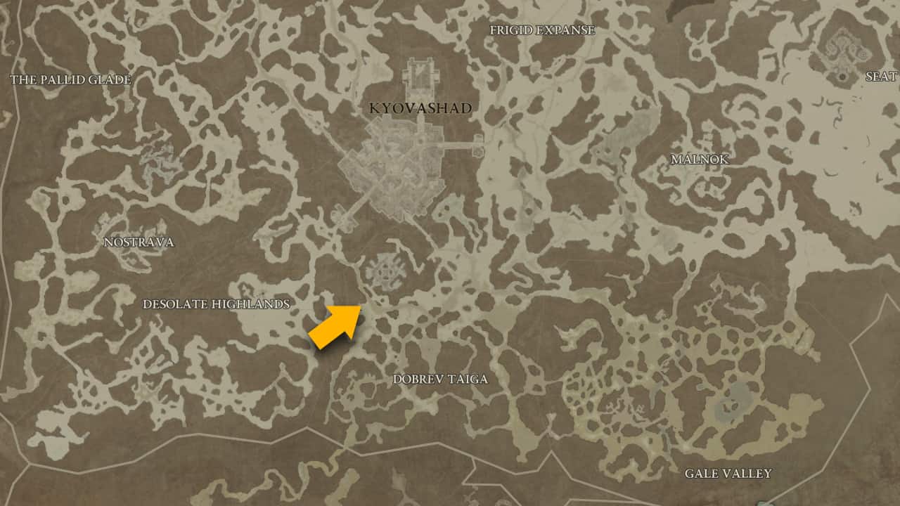 Light's Watch dungeon map location in Diablo 4