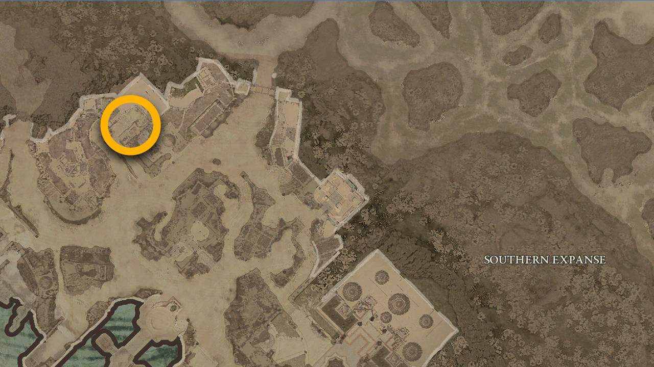 Southern Expanse Purveyor of Curiosity map location in Diablo 4
