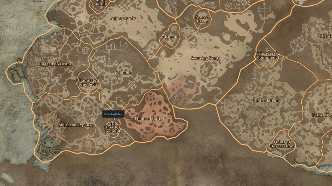 Crumbling Hekma location in Diablo 4
