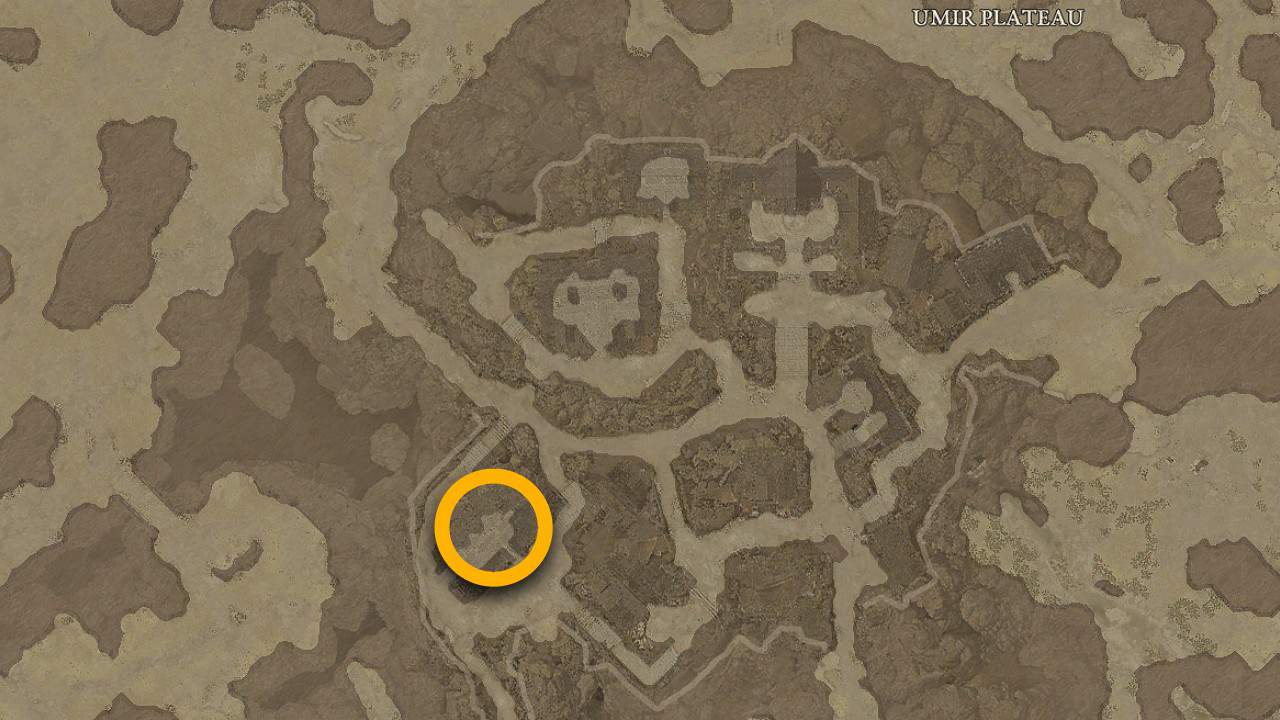 Umir Plateau Purveyor of Curiosity map location in Diablo 4