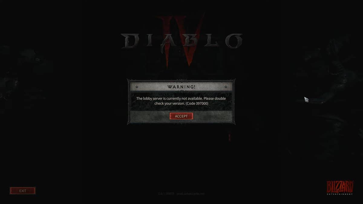 Error Code 397000 in Diablo 4