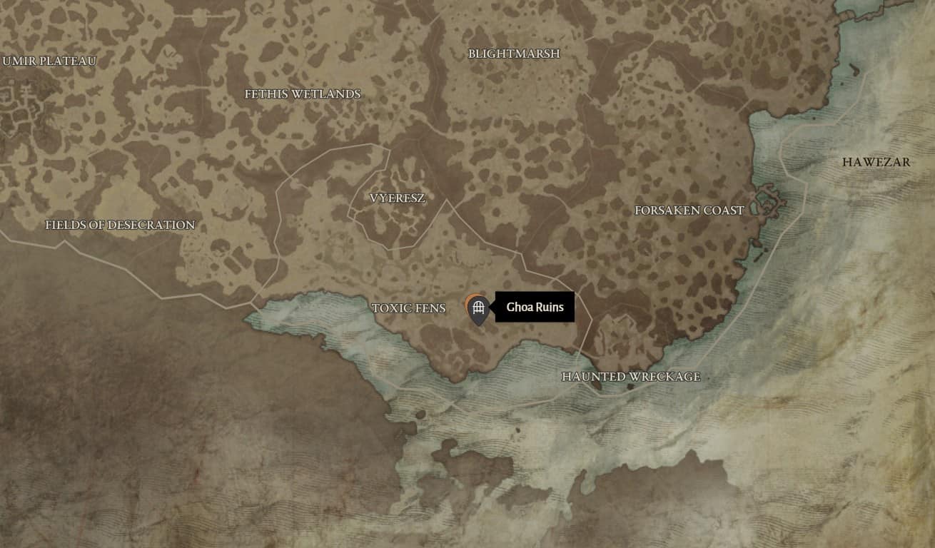 Ghoa Ruins location in Diablo 4