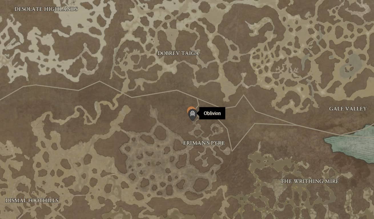 Oblivion location in Diablo 4