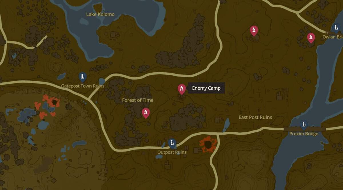 Outpost Ruins enemy camps locations in Zelda TotK