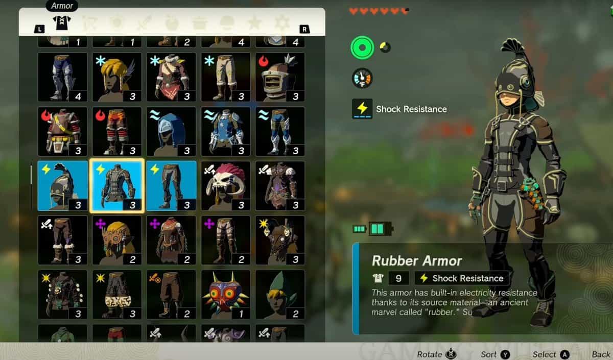 Rubber Armor Set in Zelda Tears of the Kingdom