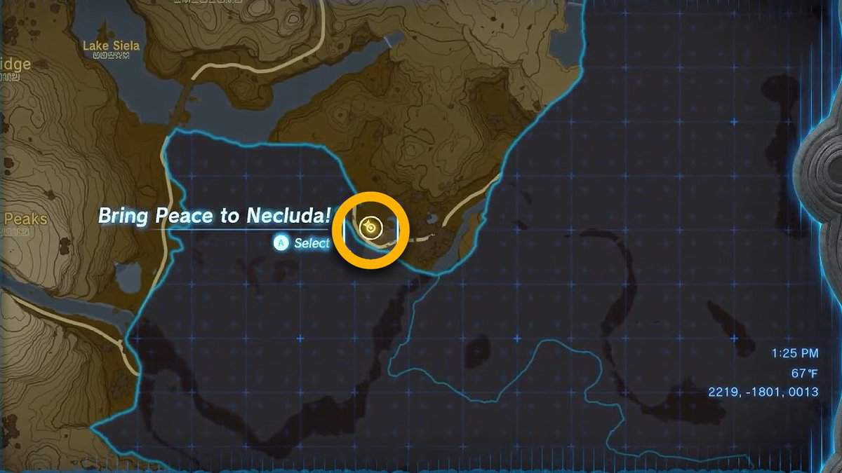 Bring Peace To Necluda quest location in Tears of the Kingdom