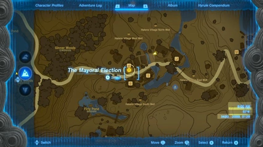 Mayoral Election quest location in Tears of the Kingdom