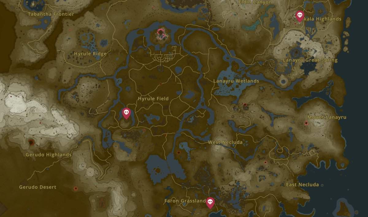 Thunder Gleeok locations in Zelda TotK