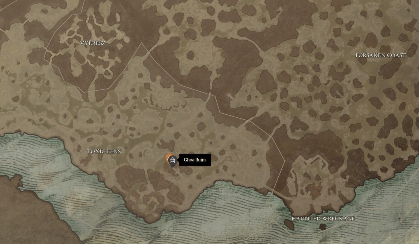 Drowned Seahag map location in Diablo 4