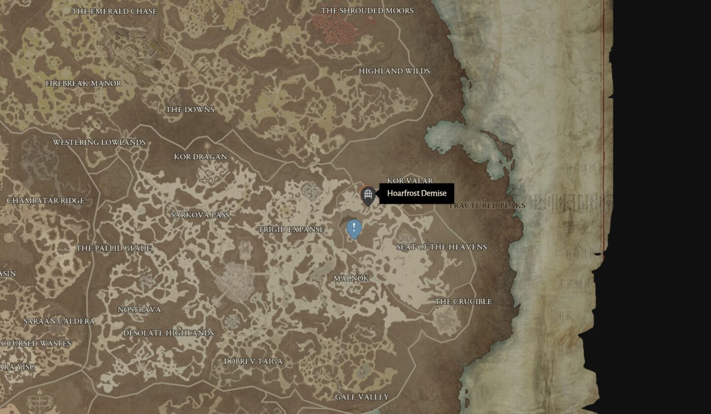 diablo 4 hoarfrost demise map location