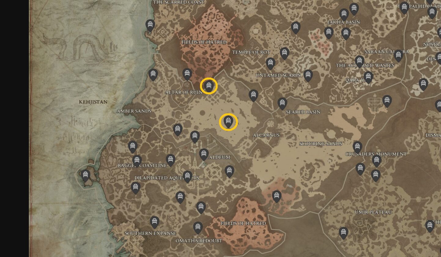 Seething Hivemaster dungeon locations in Diablo 4
