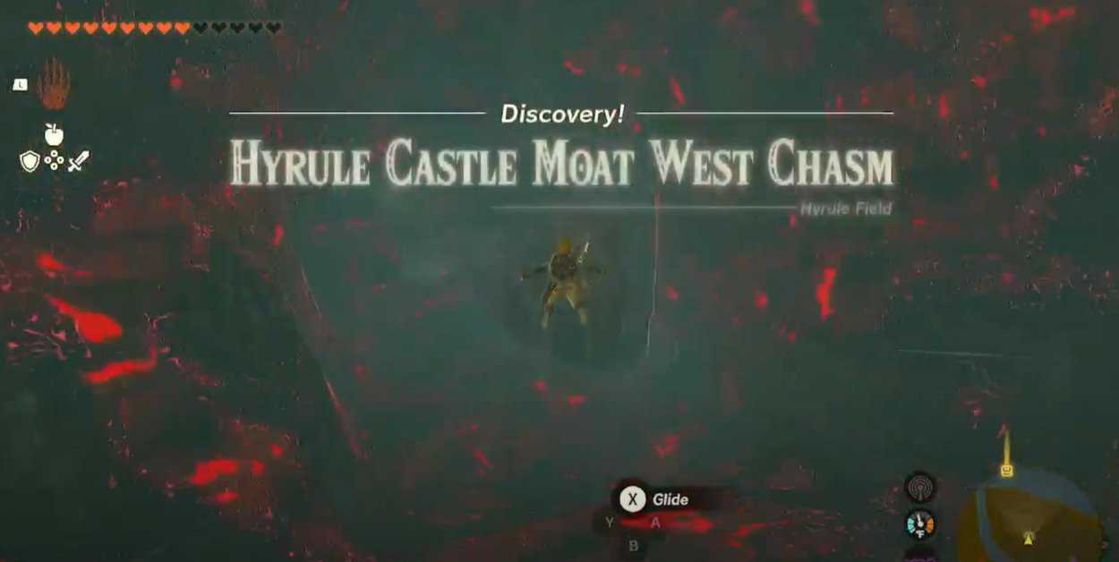 How To Get To Hyrule Castle Moat West Chasm In Zelda: TotK