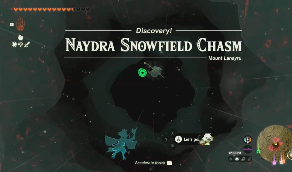 Zelda Tears of the Kingdom Naydra Snowfield Chasm