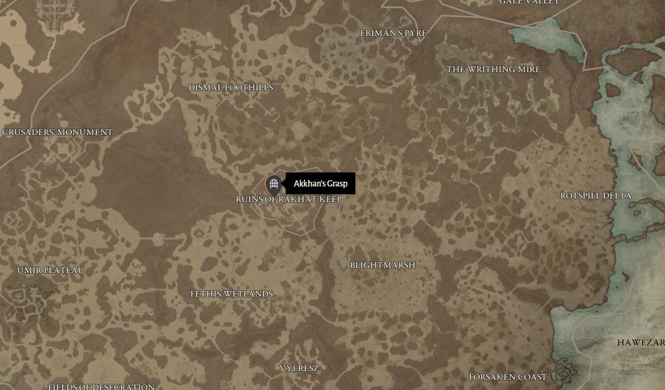 Akkhan’s Grasp location in Diablo 4