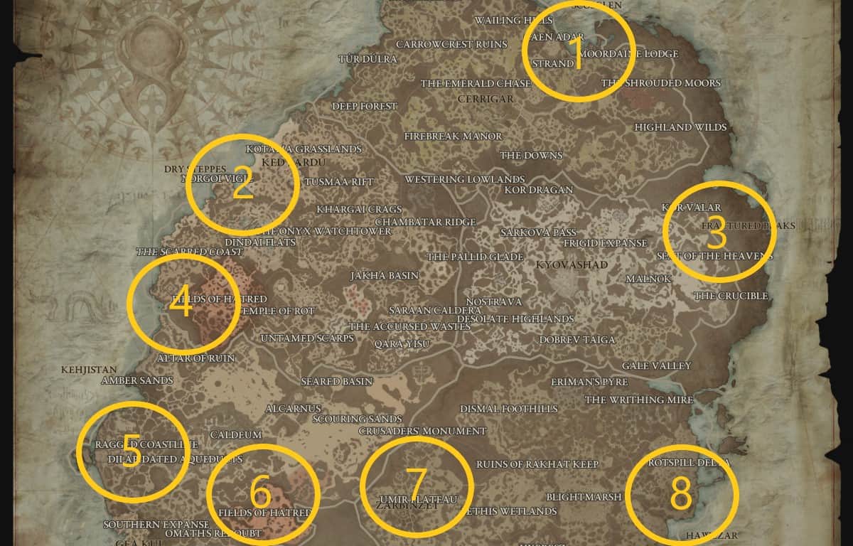All Vendor locations in Diablo 4