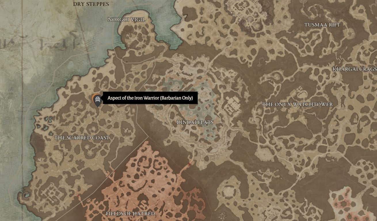 Aspect of Iron Warrior location in Diablo 4