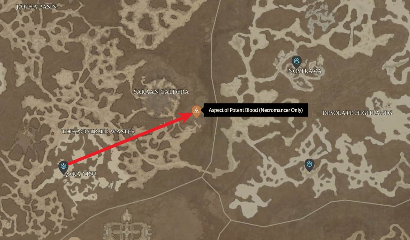 Aspect of Potent Blood location in Diablo 4