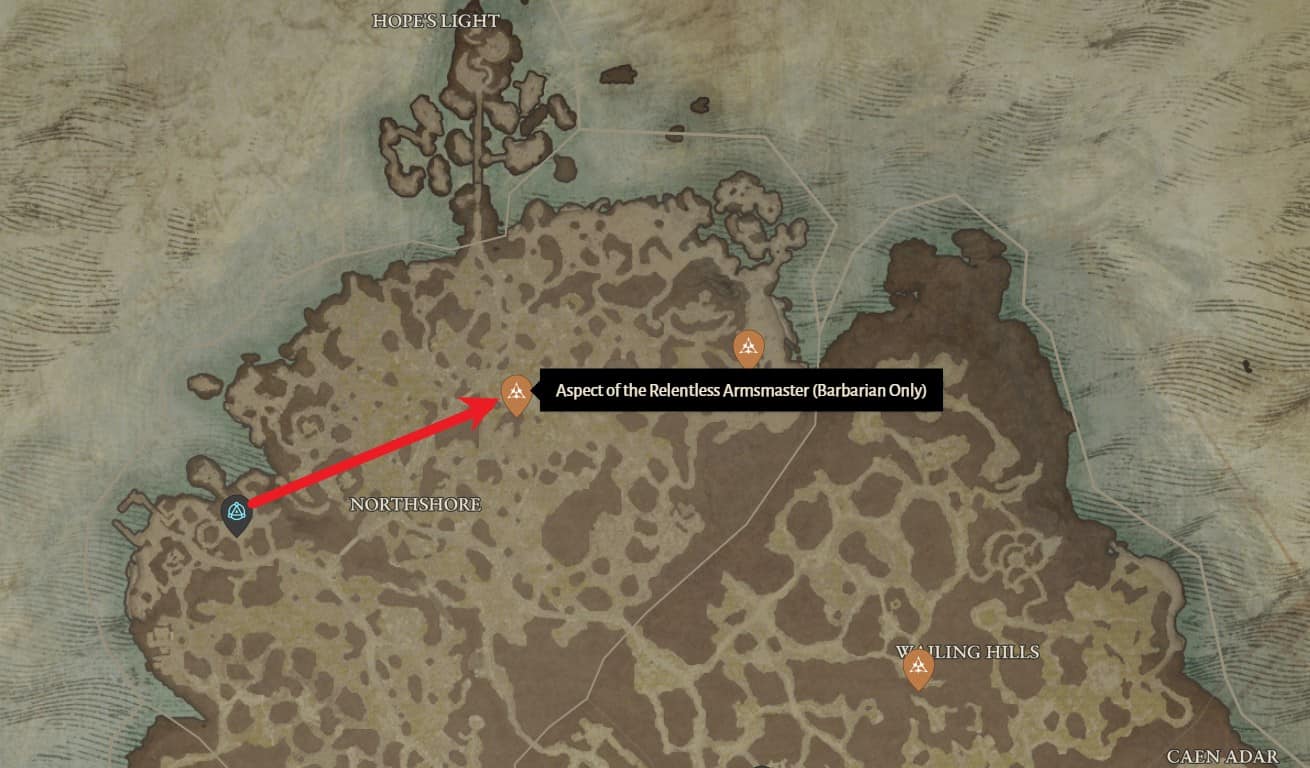 Aspect of the Relentless Armsmaster Location in Diablo 4