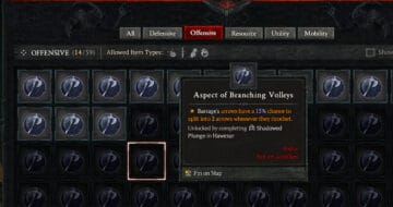 Diablo 4 Aspect of Branching Volleys