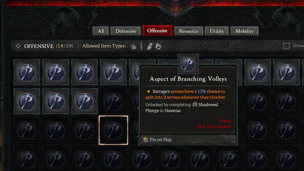 Diablo 4 Aspect of Branching Volleys