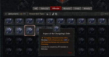 Diablo 4 Aspect of the Changeling's Debt