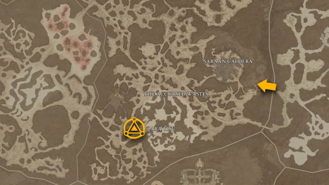 The map location of Betrayer's Row and how to get there in Diablo 4.