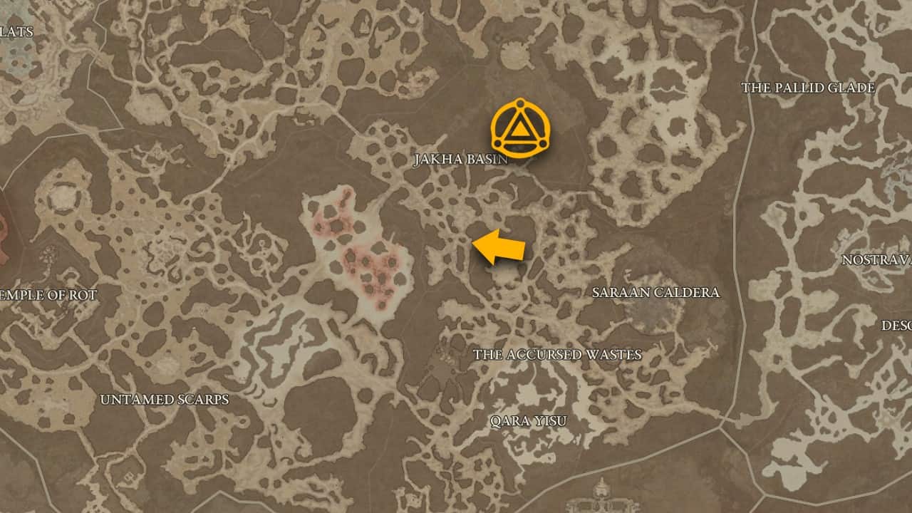 The map location of Buried Halls and how to get there in Diablo 4.