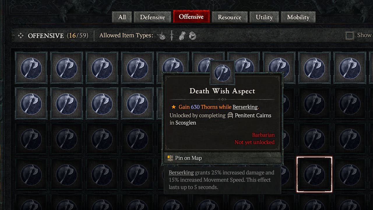 How To Get ‍Death Wish Aspect In Diablo 4