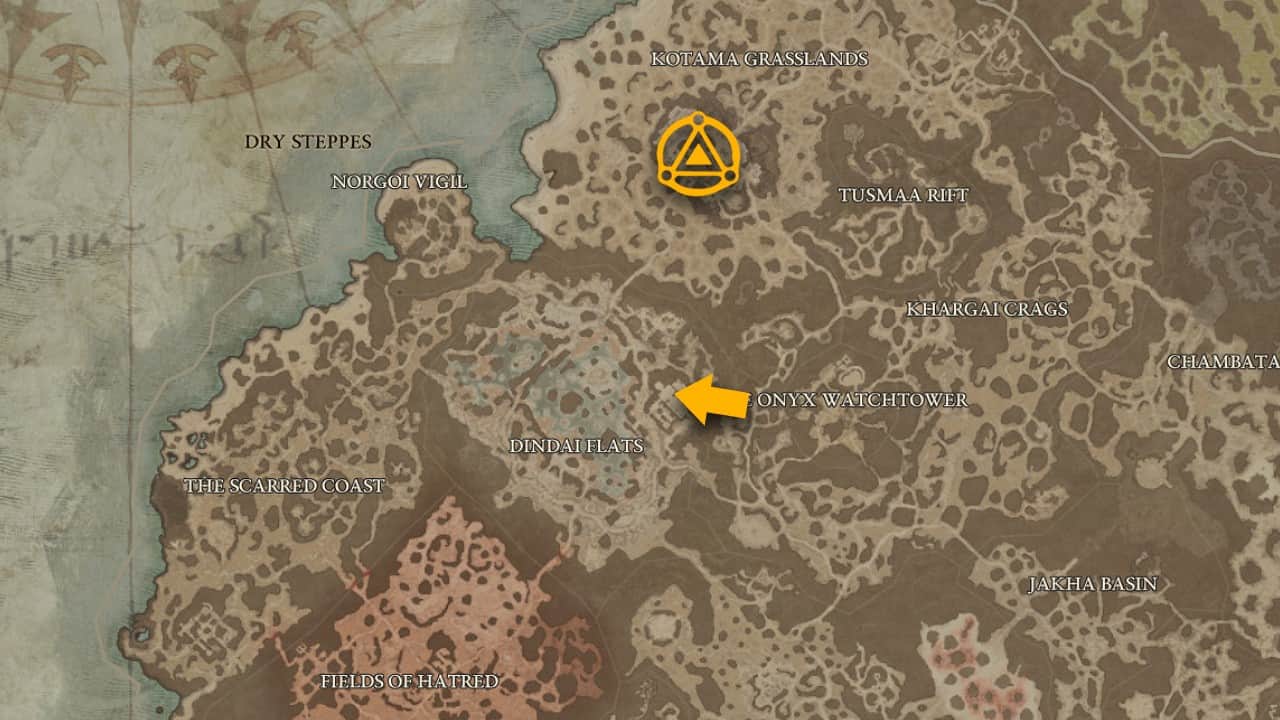 The map location of Forgotten Depths and how to get there in Diablo 4.