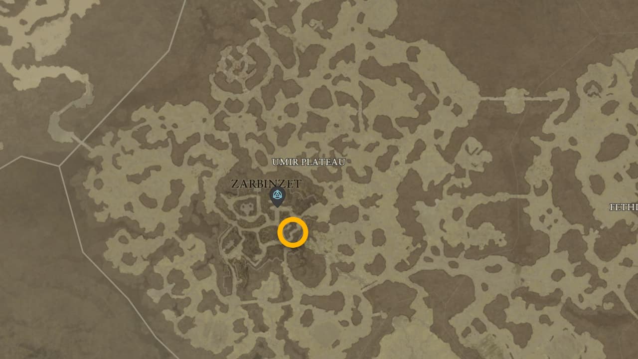 Heretic starting location on the Diablo 4 map.