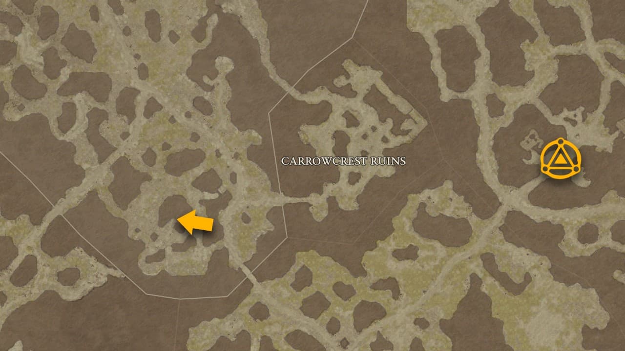The map location and best route to the Howling Warren dungeon in Diablo 4