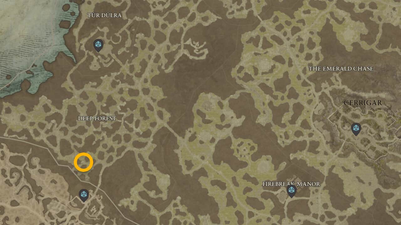 Where to find Lord Eonan on the Diablo 4 map.
