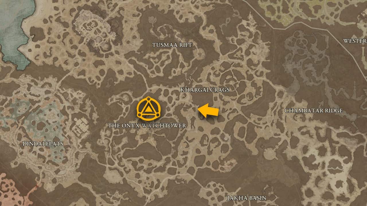 The map location of Mournfield and how to get there in Diablo 4.