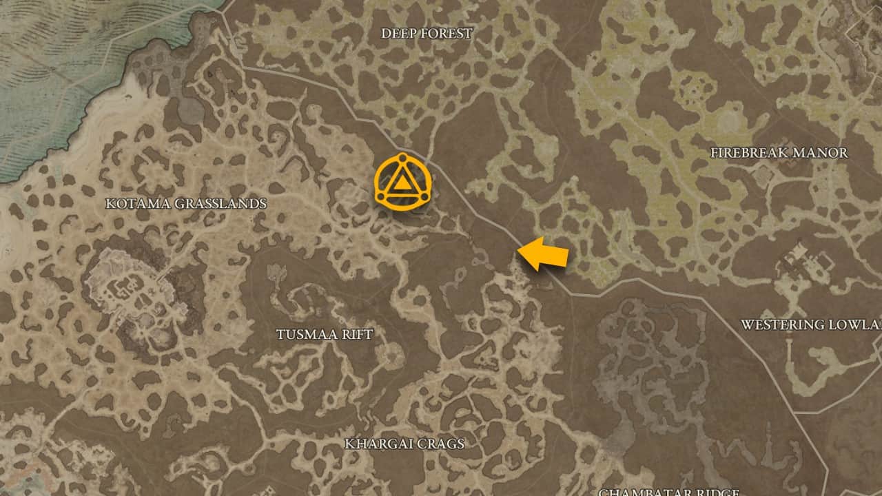 The map location of Path of the Blind and how to get there in Diablo 4.