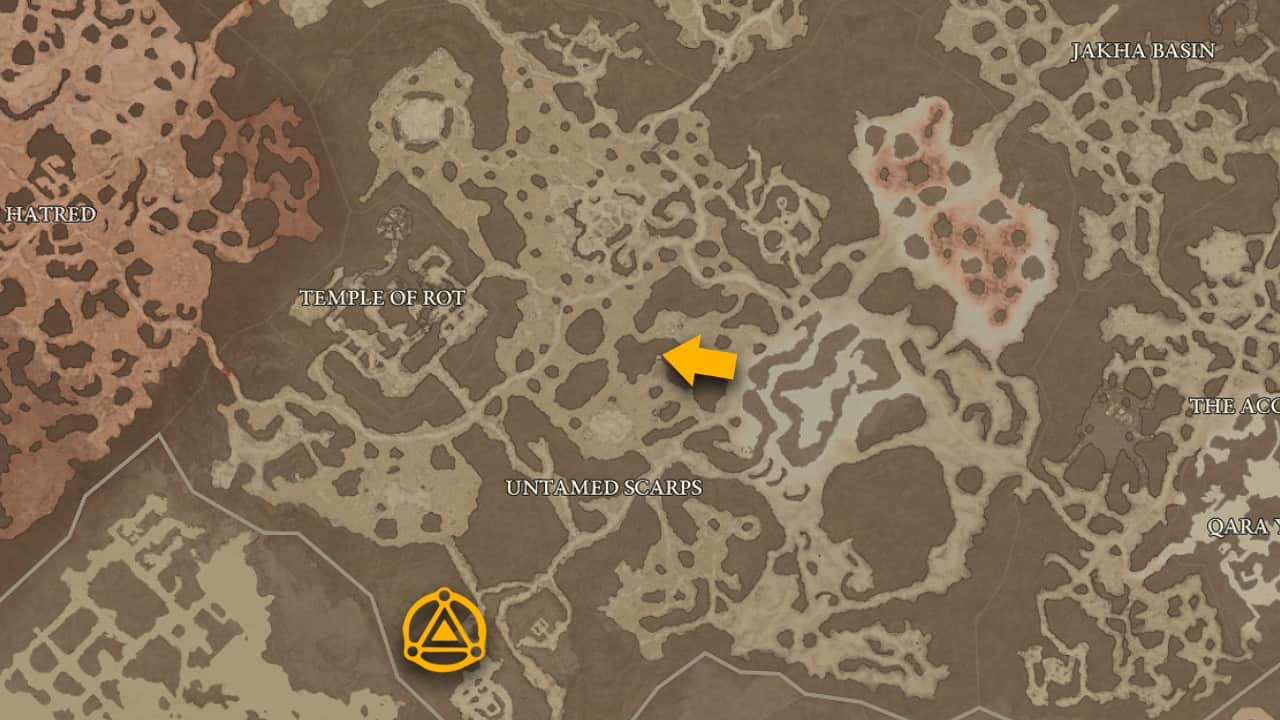 The map location of Sealed Archives and how to get there in Diablo 4.