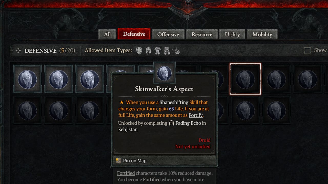 Diablo 4 Skinwalker's Aspect