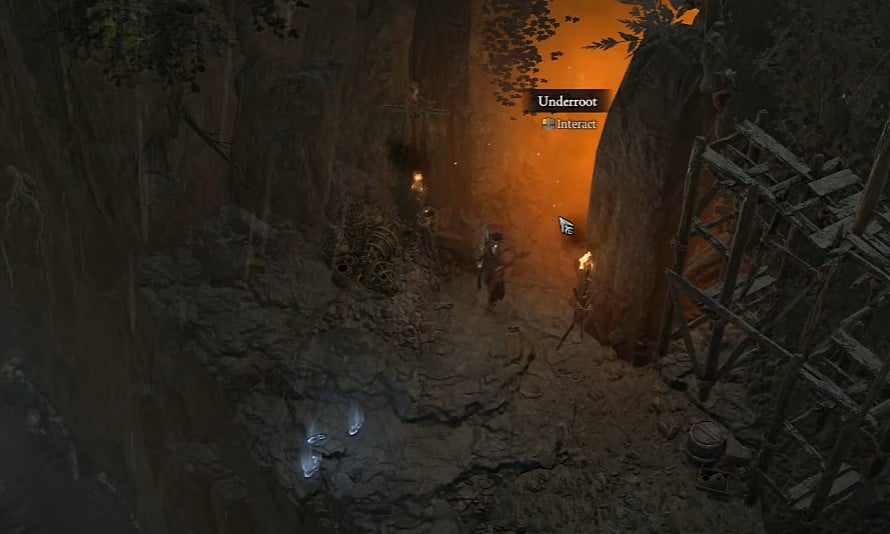 The dungeon entrance of Underroot in Diablo 4.