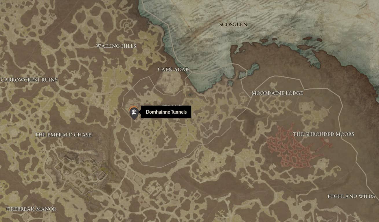 Domhainne Tunnels location in Diablo 4